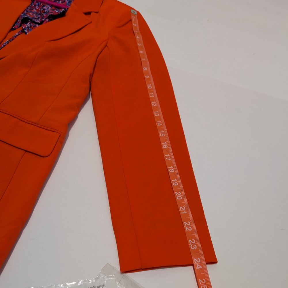 NWT Twiggy London Women's Boyfriend Orange Blazer Blue Floral Lining Medium - Picture 13 of 15